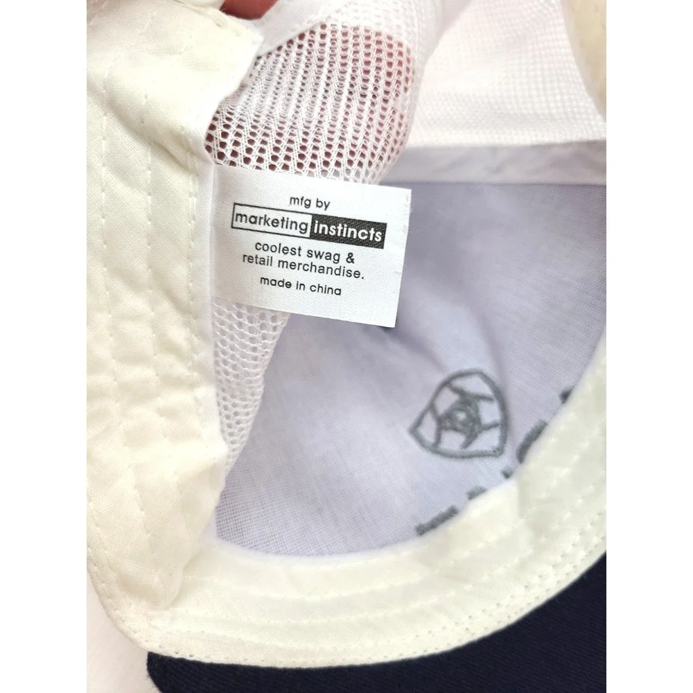 Ariat Hat Cap Mens Adjustable Blue White Mesh Logo Baseball Breathable Casual
